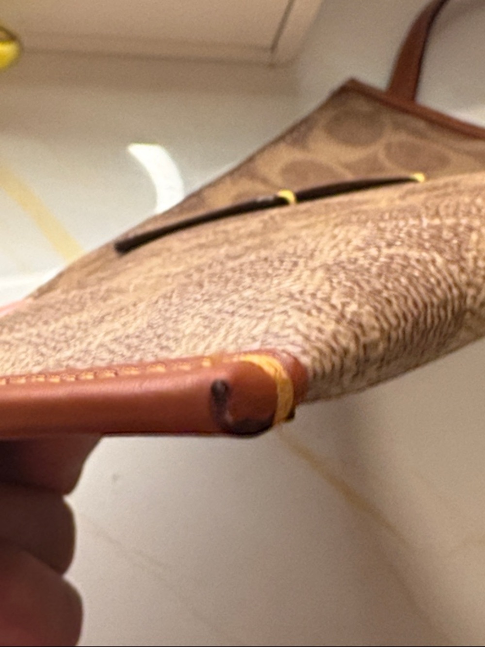 Coach Brown Signature Canvas Wristlet with Tan Leather Trim - Picture 3 of 9